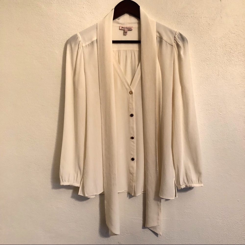 NWOT, Juicy Couture Ivory Silk Blouse